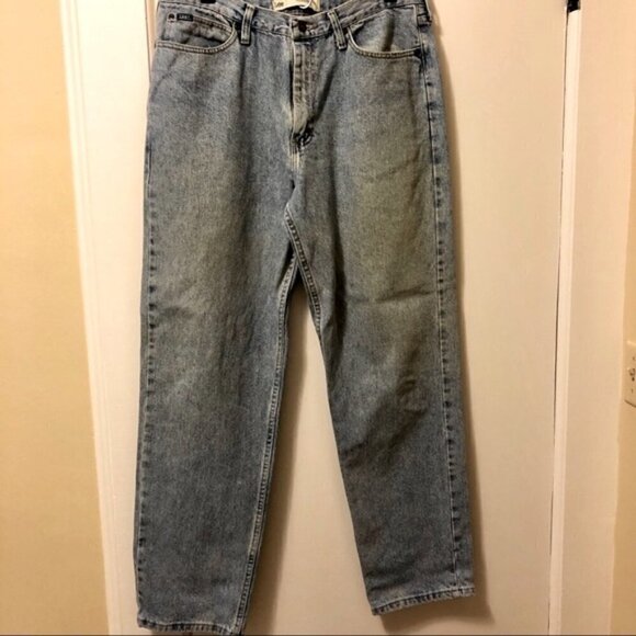 Lee Jeans Blue Denim Relaxed Fit Straight Leg Light Distressed Men's W 36 L 32 - Picture 3 of 12